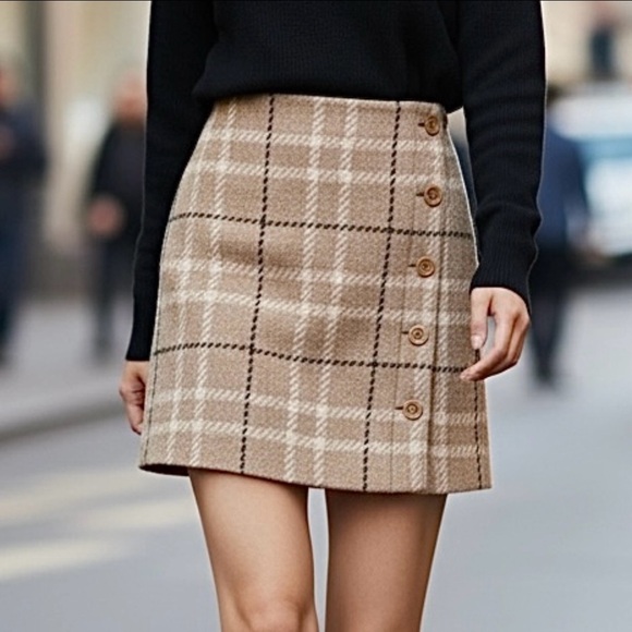 J. Crew Dresses & Skirts - J. Crew Vtg Y2K Women’s Wool-Blend Brown Plaid Mini Skirt ~ Size 6
